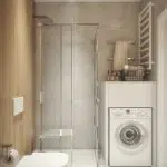 Dekoracyjna łazienka z nowoczesnym sprzętem AGD w zabudowie
